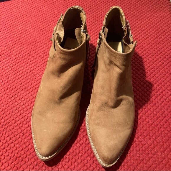 DOLCE VITA Sz 9 Western Style Stacked Heel Suede Leather Booties Inside Zipper - Picture 8 of 15